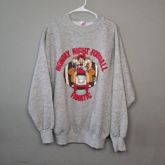 Vintage Monday Night Football Fanatic Pullover Crewneck Sweatshirt XL Super Bowl - Picture 1 of 6